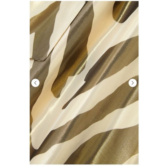 HANEY Zebra Animal Bo Silk Metallic Semi-Sheer V-Neck 3/4 Sleeve Kaftan Caftan - Picture 6 of 7